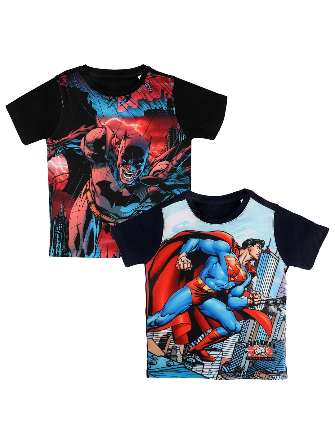 DC by Wear Your Mind Boys Black & Red Superhero Printed T-shirt Pack Of 2
