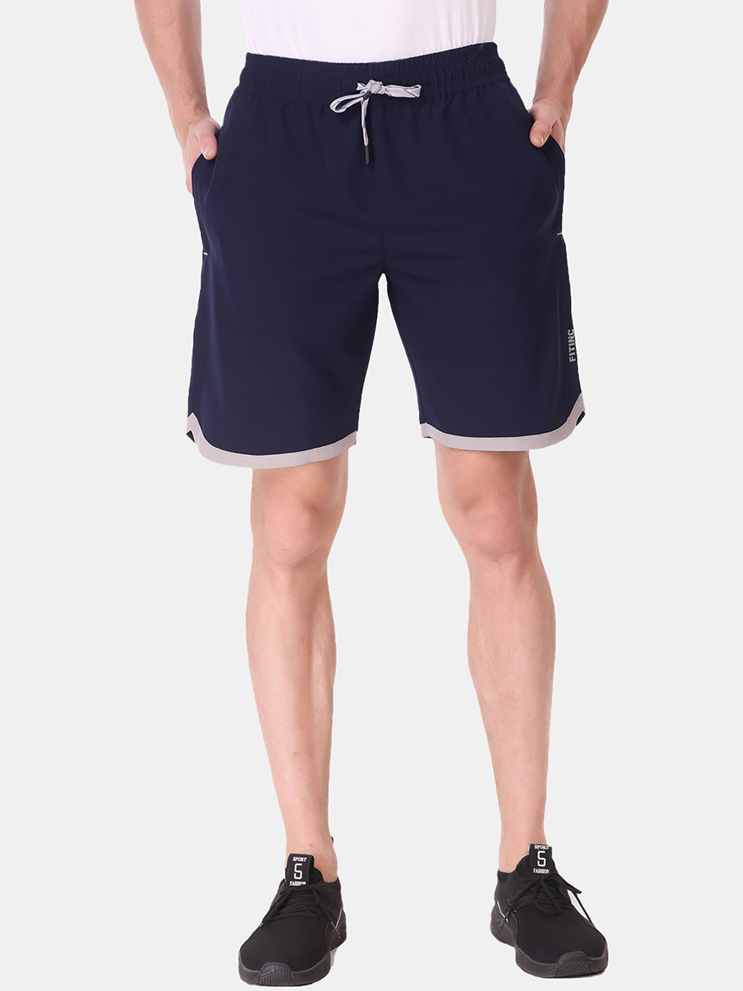 FITINC Men Navy Blue Running Sports Shorts