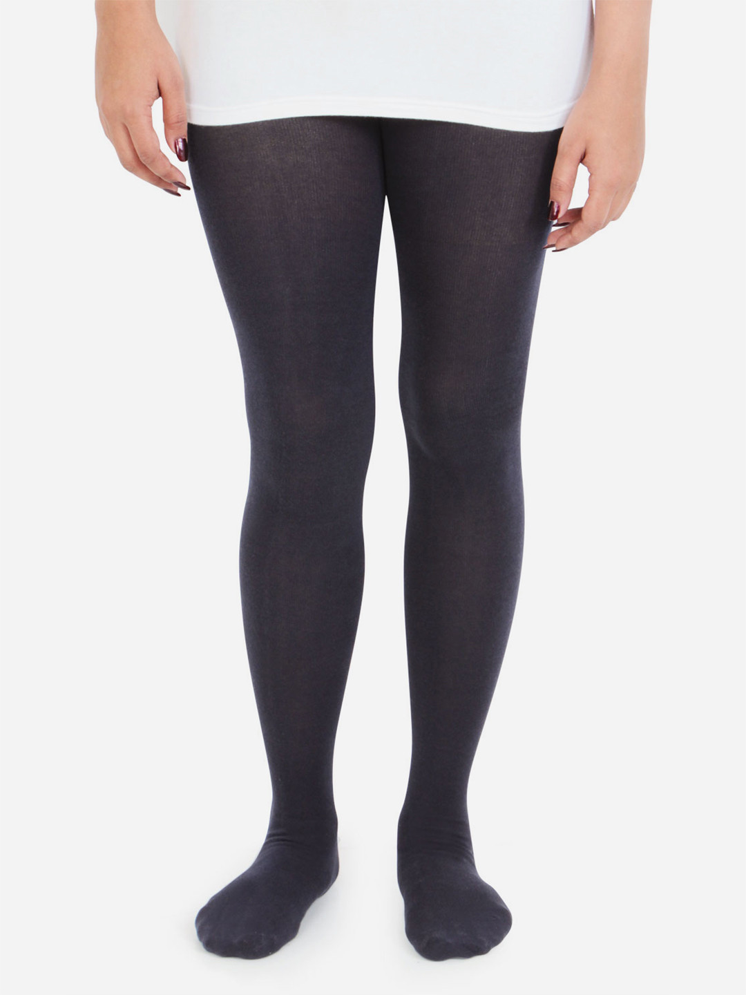 Bonjour Women Black Solid Cotton Stockings