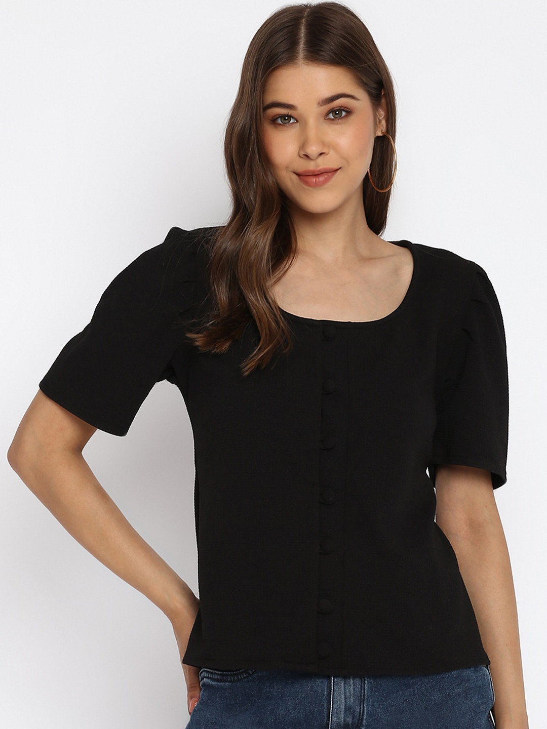 Mayra Black Velvet Top