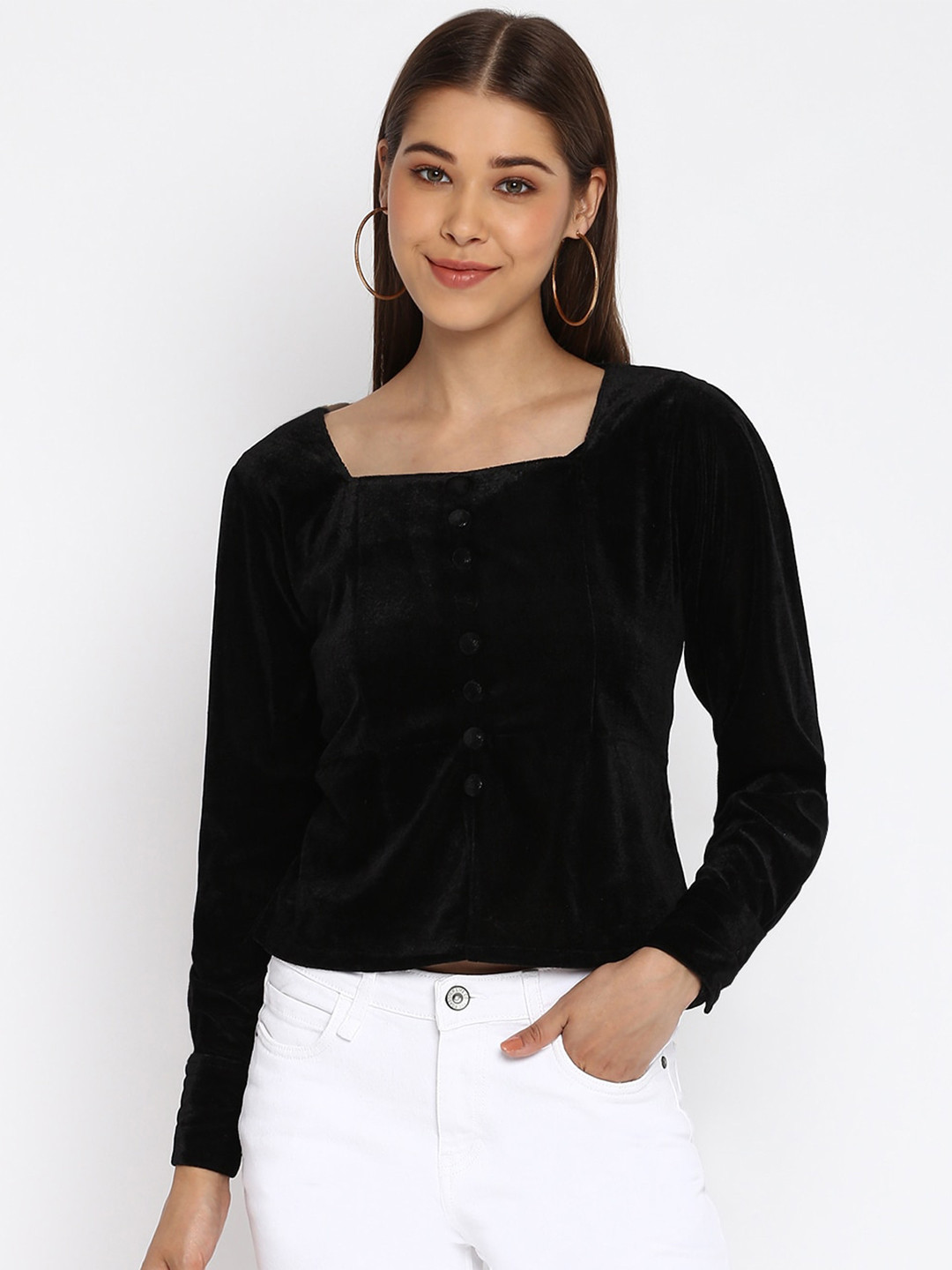 Mayra Black Velvet Top