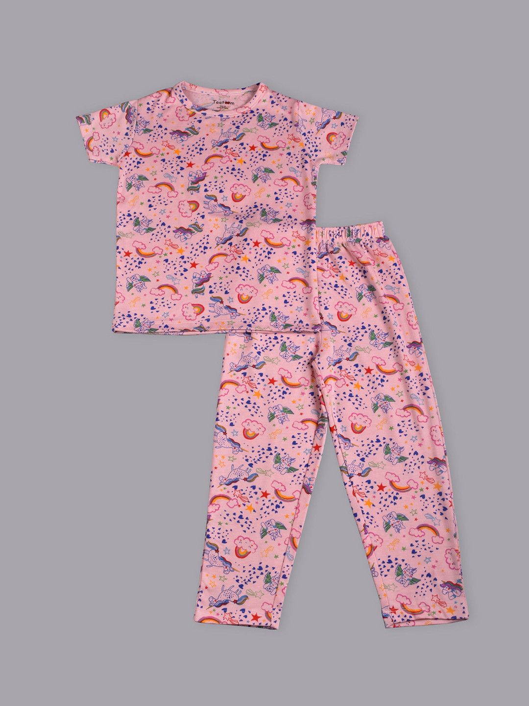 Taatoom Girls Pink Printed Night suit