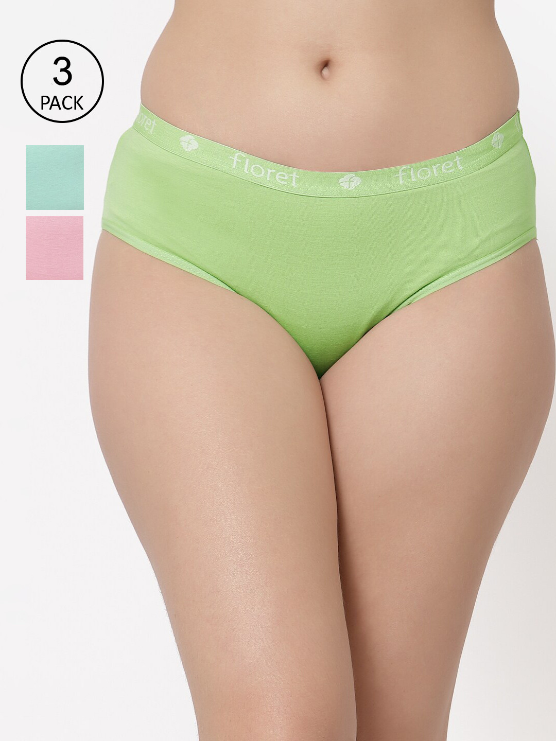 Floret Women Pack of 3 Assorted  Bikini Briefs 7300-LC