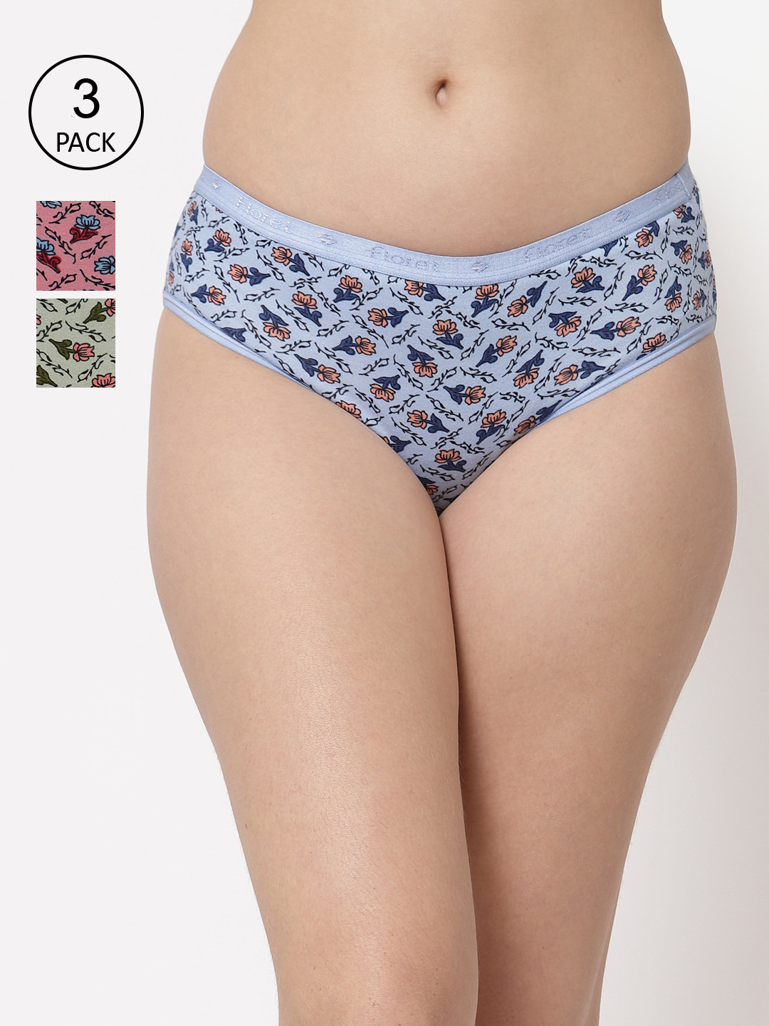 Floret Women Pack of 3 Assorted Basic Briefs 8104-LC_Assorted_XL