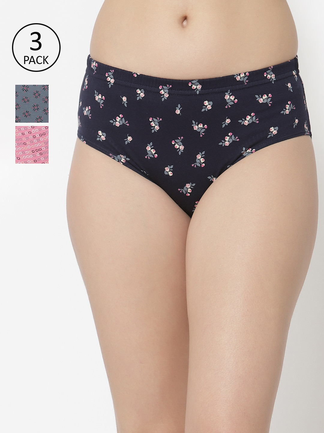 Floret Women Pack of 3 Assorted Basic Briefs 8512-DC_Assorted_XXL