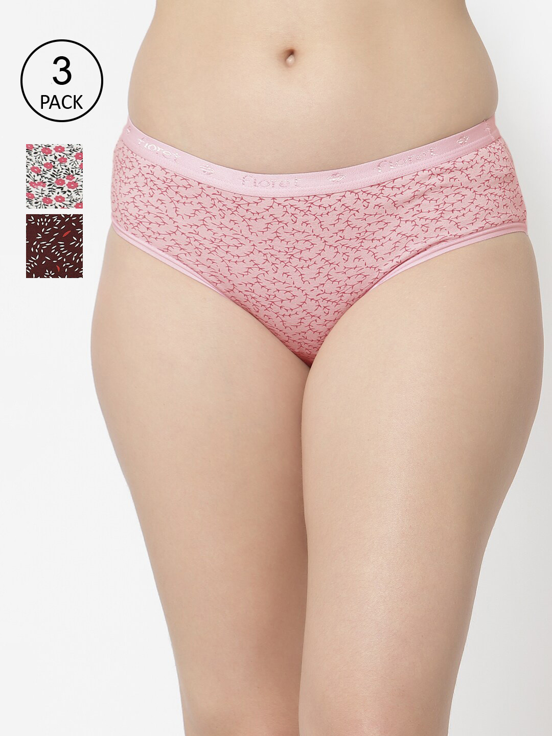 Floret Women Pack of 3 Assorted Basic Briefs