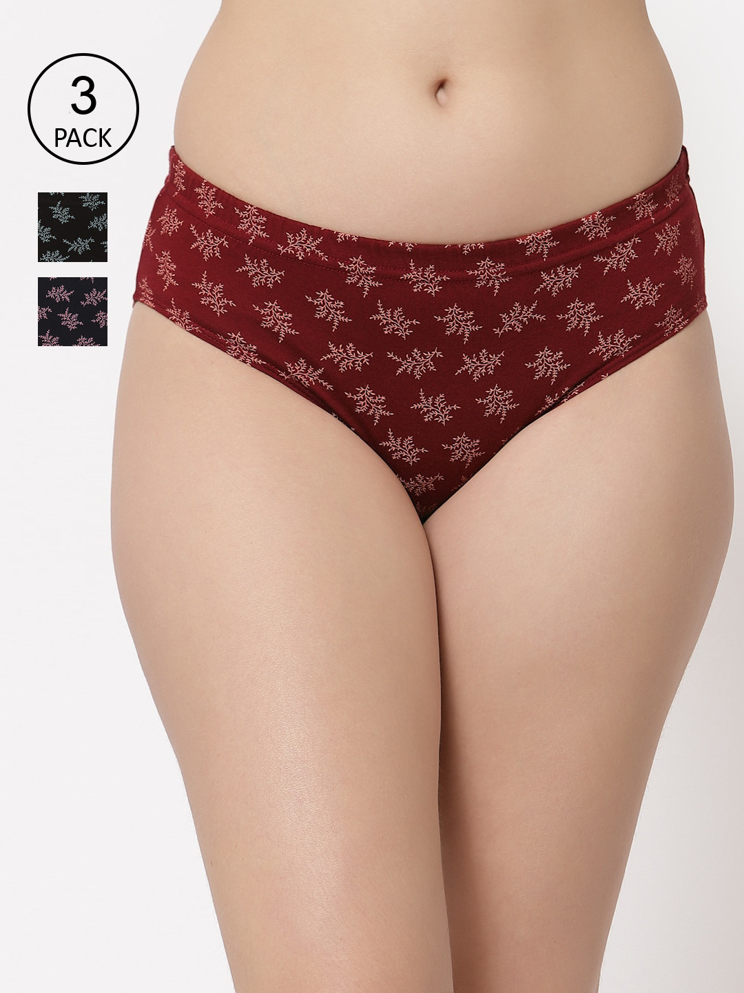 Floret Women Pack Of 3 Assorted Basic Briefs