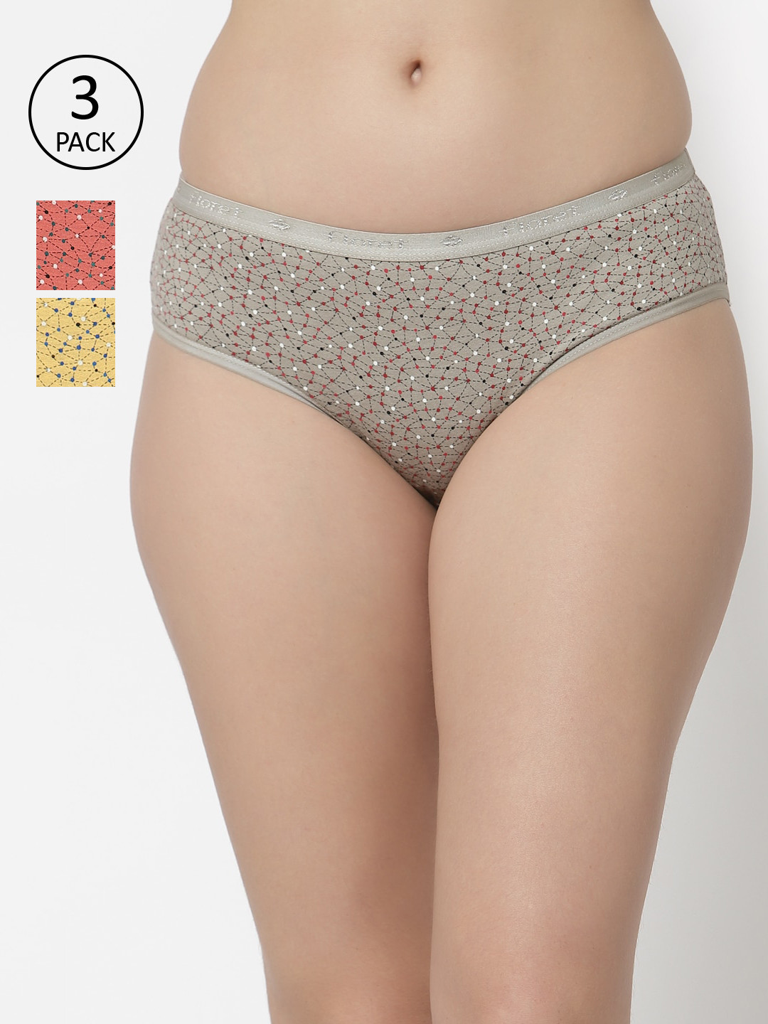 Floret Women Pack of 3 Assorted Basic Briefs 14000-LC_Assorted_XXL