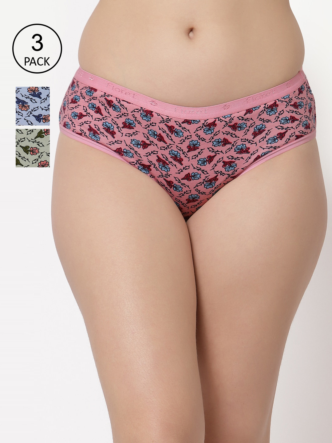 Floret Women Pack of 3 Assorted Basic Briefs 8104-LC_Assorted_XXL