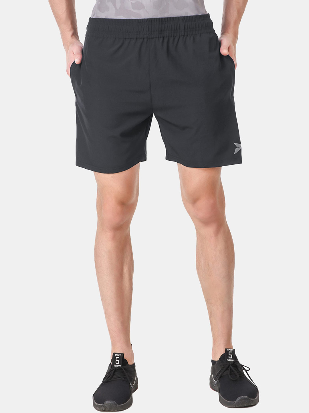 FITINC Men Grey Slim Fit Running Sports Shorts