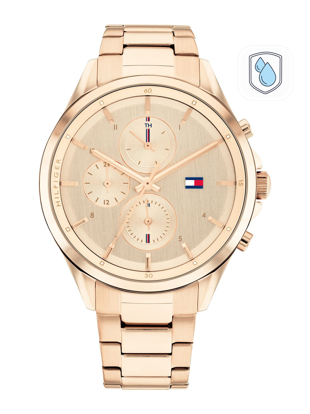 Tommy Hilfiger Women Rose Gold-Toned Dial & Rose Gold Toned Stainless Steel Bracelet Style Straps Analogue Watch