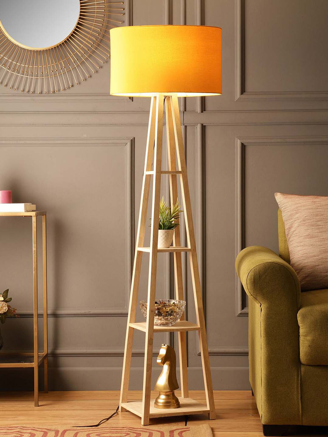 SANDED EDGE Yellow 4-Tier Traditional Floor Lamp