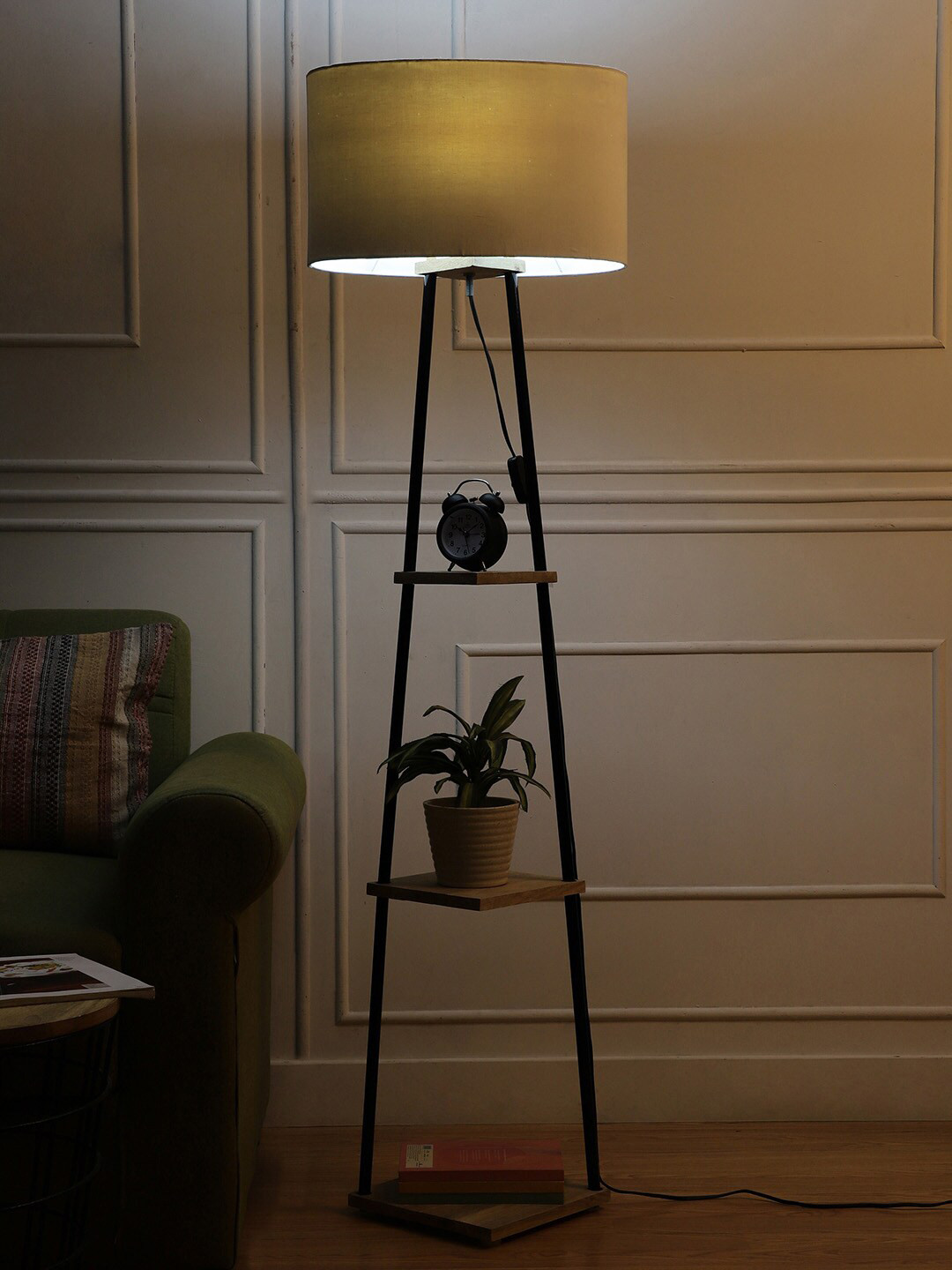 SANDED EDGE Beige 3-Tier Wooden Floor Lamp