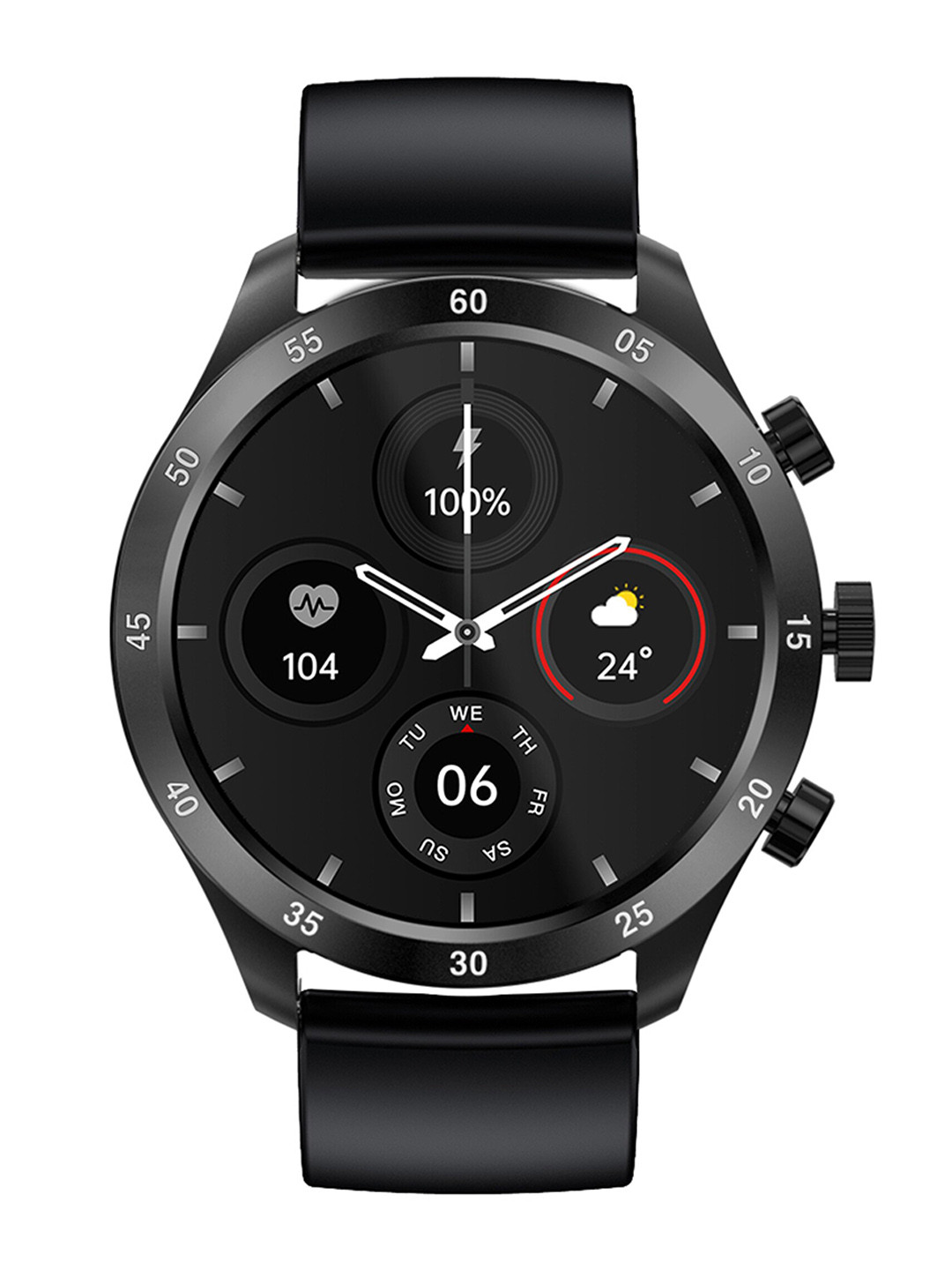 HAMMER Black Active 1.32 Inch Round Dial Smart Watch with Bluetooth Calling Function