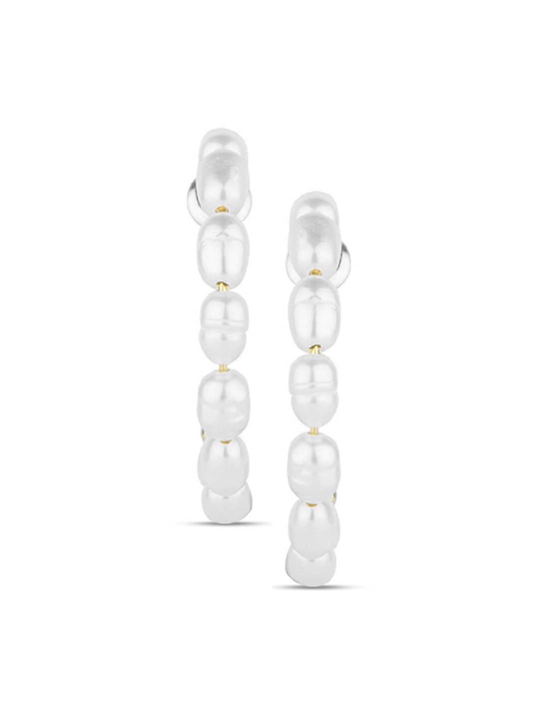 Accessorize London Gold Plated Fresh Water Pearl Half Hoop Earrings