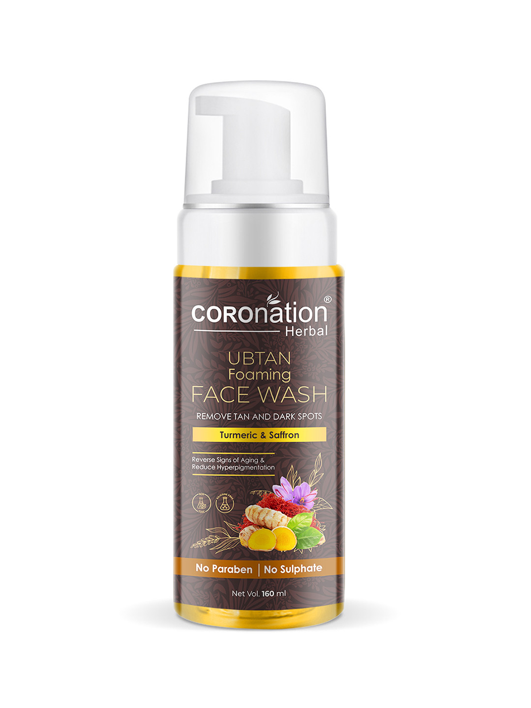 COROnation Herbal Ubtan Foaming Face Wash for Tan Removal & Deep Cleaning - 160ml
