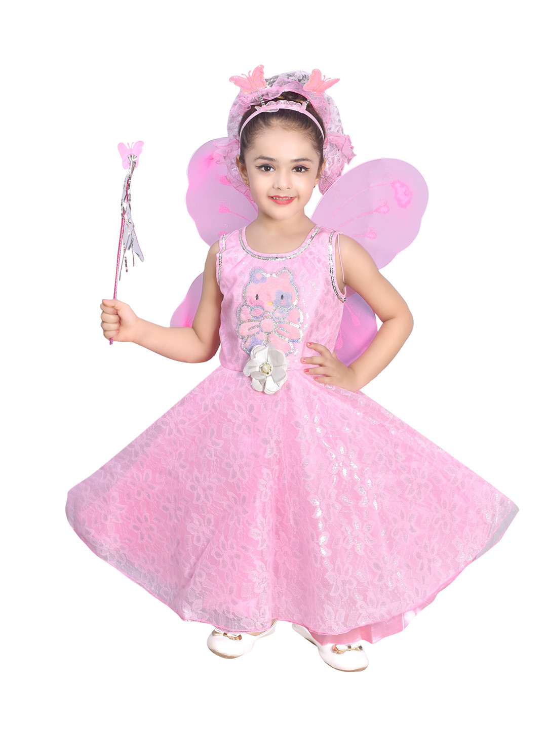 ahhaaaa Girls Pink Net Dress