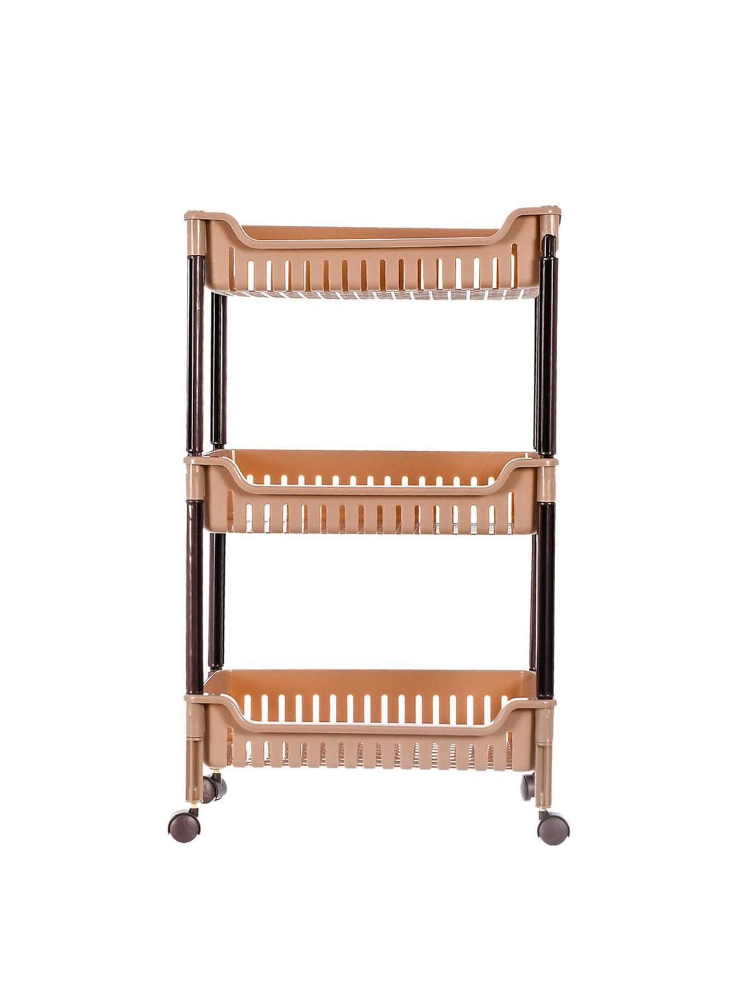 Kuber Industries  Brown Solid 3-Tier Rolling Rack Kitchen Storage Organiser