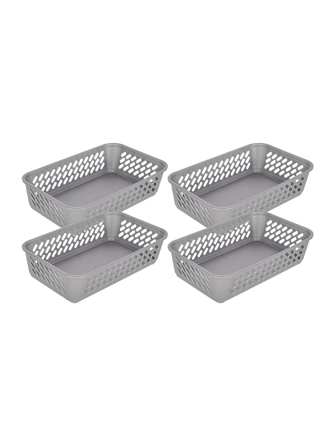 Kuber Industries  Set Of 4 Grey Solid Multi-Purpose Basket Kitchen Storage