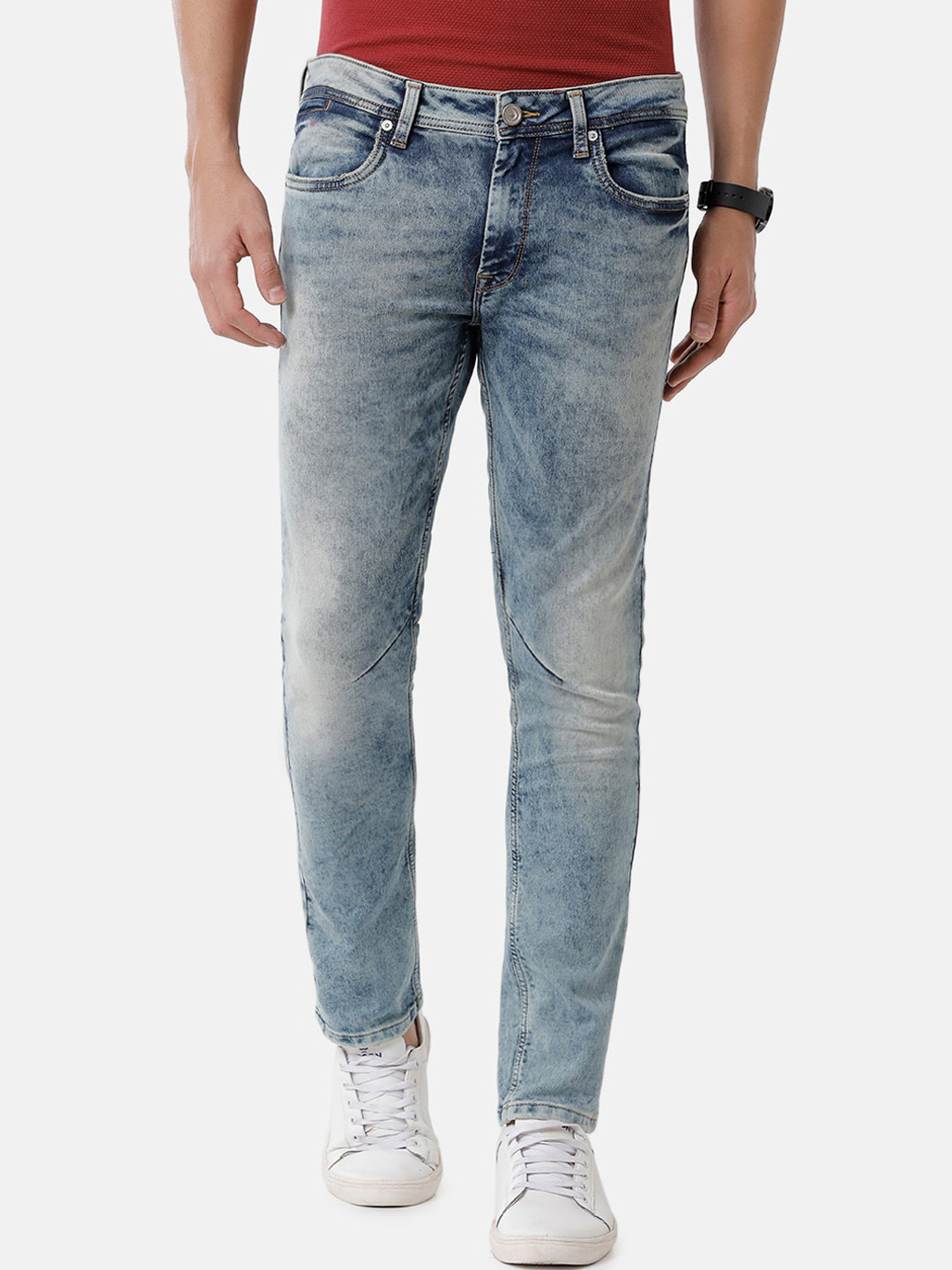 Voi Jeans Men Blue Slim Fit Heavy Fade Jeans