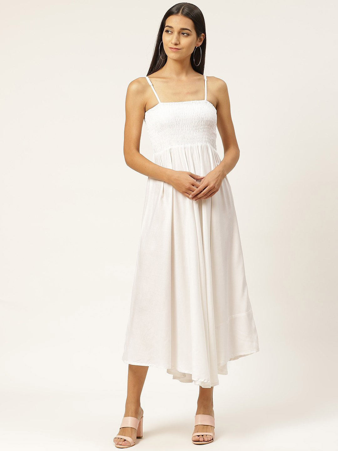 IQRAAR White Midi Dress