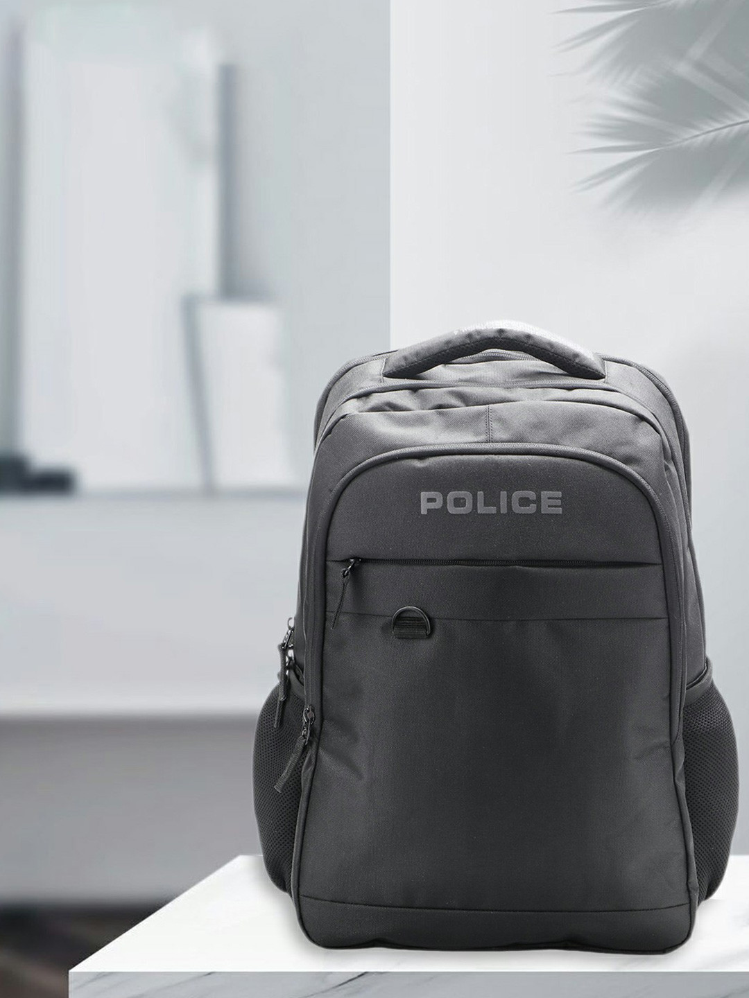 Police Unisex Black Printed 14 Inch Laptop Backpack