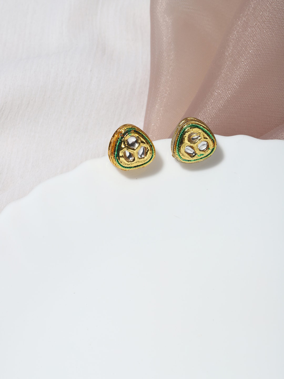 Ruby Raang Gold-Toned & Silver-Toned Contemporary Studs Earrings