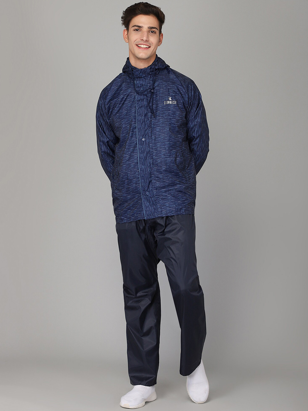 THE CLOWNFISH Arnold Blue Solid Double Layered Waterproof Rain Coat