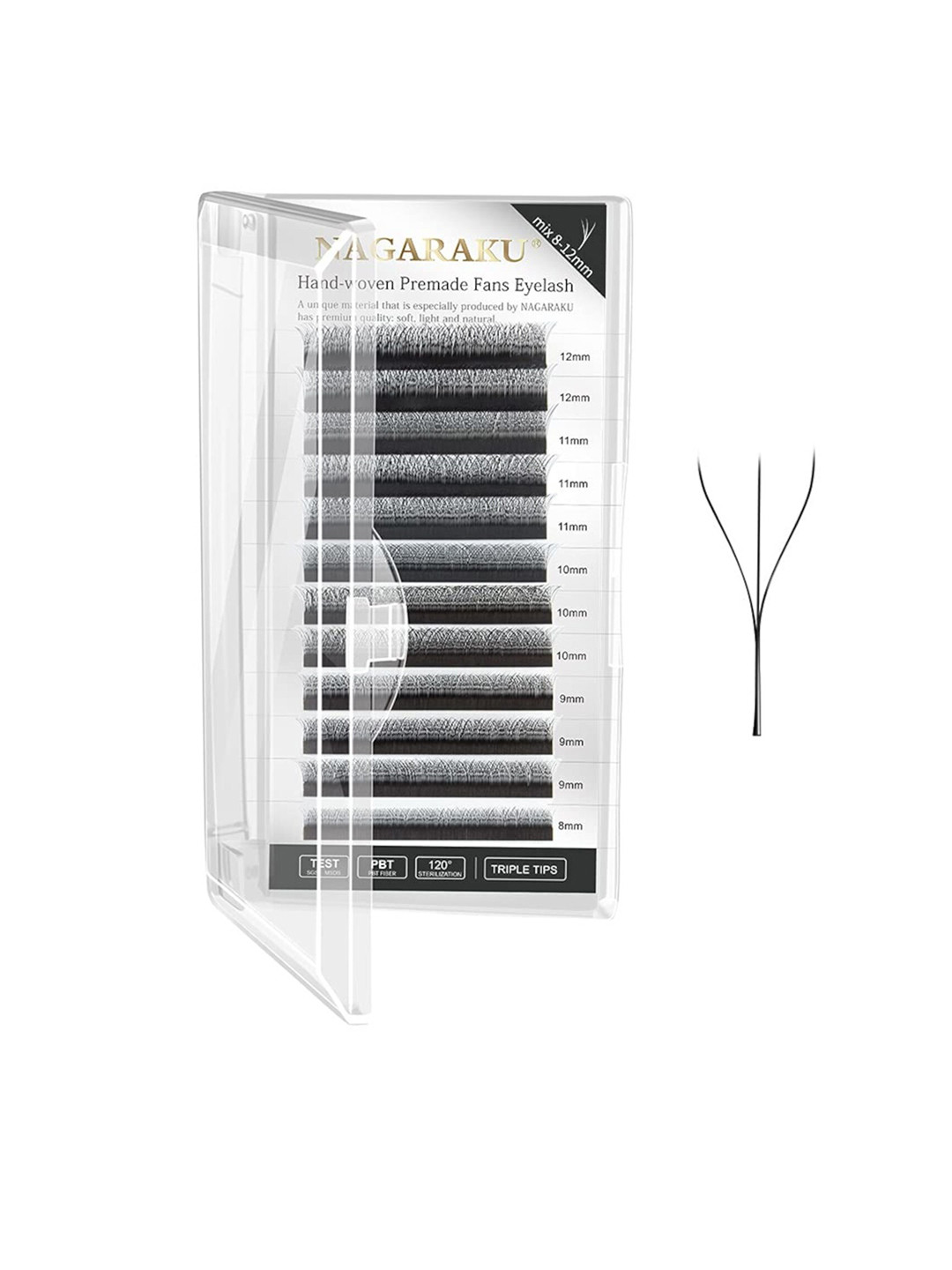 NAGARAKU W 3D Volume Premade Cluster 12 Rows Eyelash Extension - Curl C