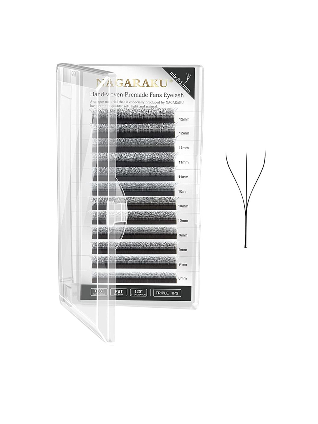 NAGARAKU W 3D Bloom Volume Premade Cluster 12 Rows Eyelash Extension - Curl D - 0.07/9