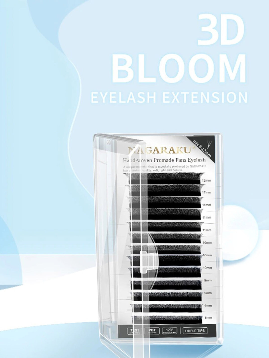 NAGARAKU W 3D Volume Premade Cluster 12 Rows Eyelash Extension - Curl D