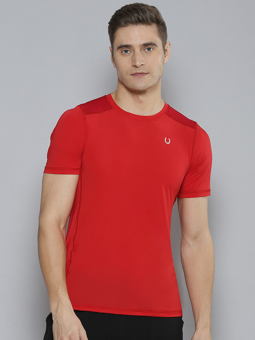 Fitkin Men Red Anti Odour Gym T-shirt