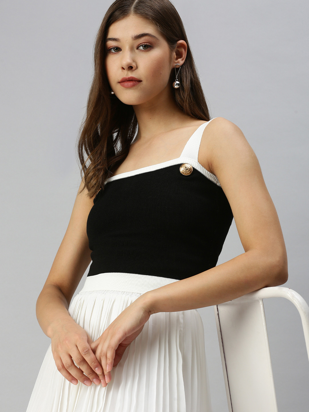 SHOWOFF Black Knitted Tank Crop Top