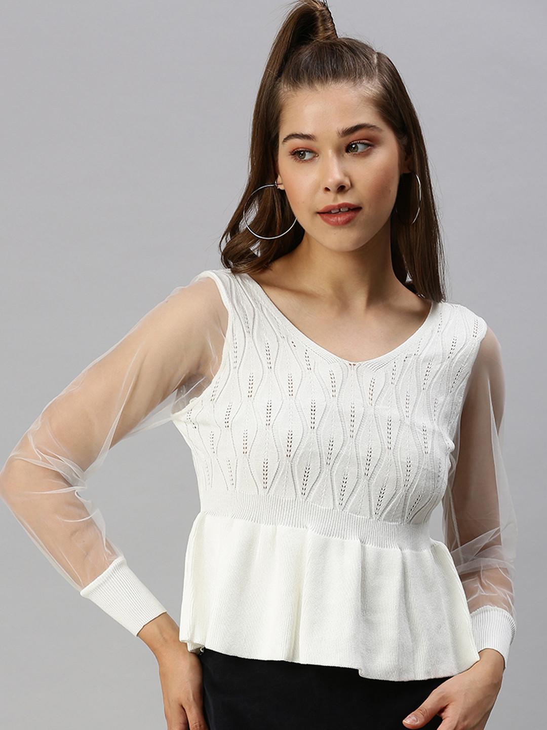 SHOWOFF White Peplum Top