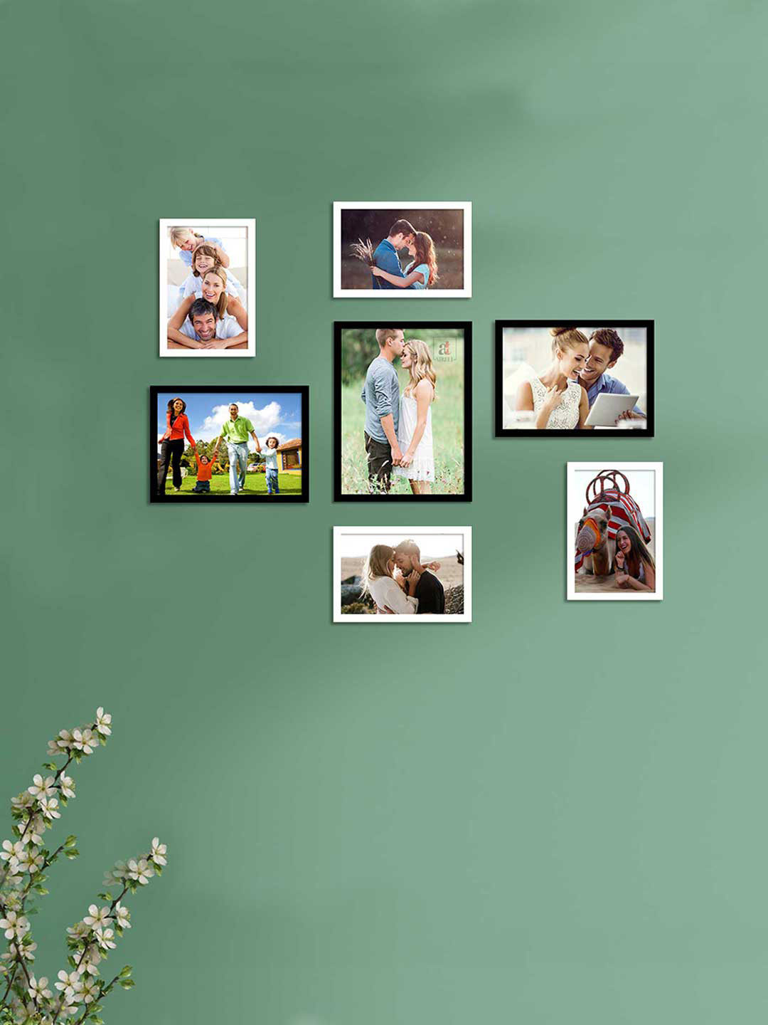 Art Street Set of 7 Black & White Solid Synthetic Wood Photo Frames