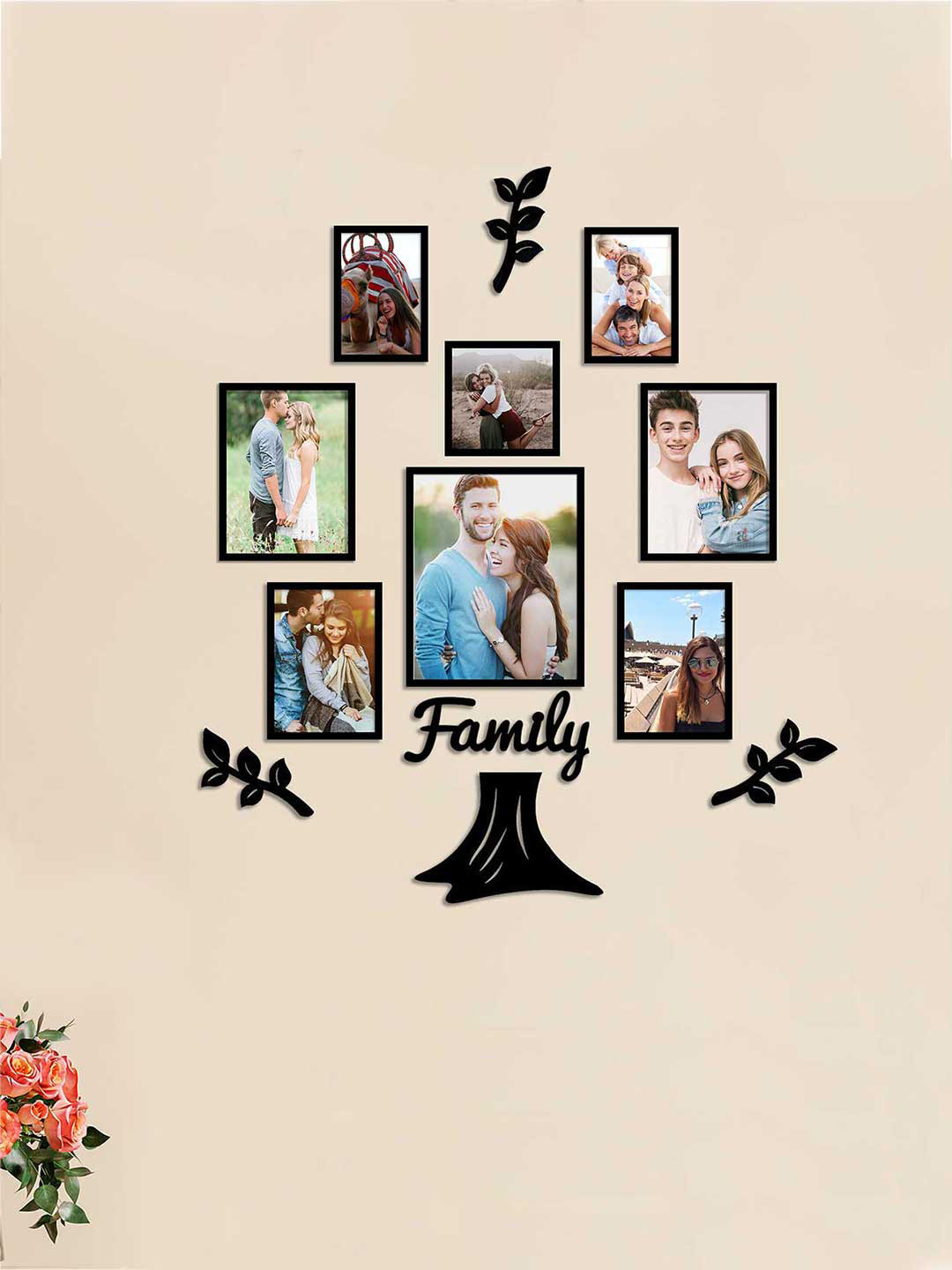 Art Street Set of 13  Black Solid Acrylic Photo Frames with Plaque