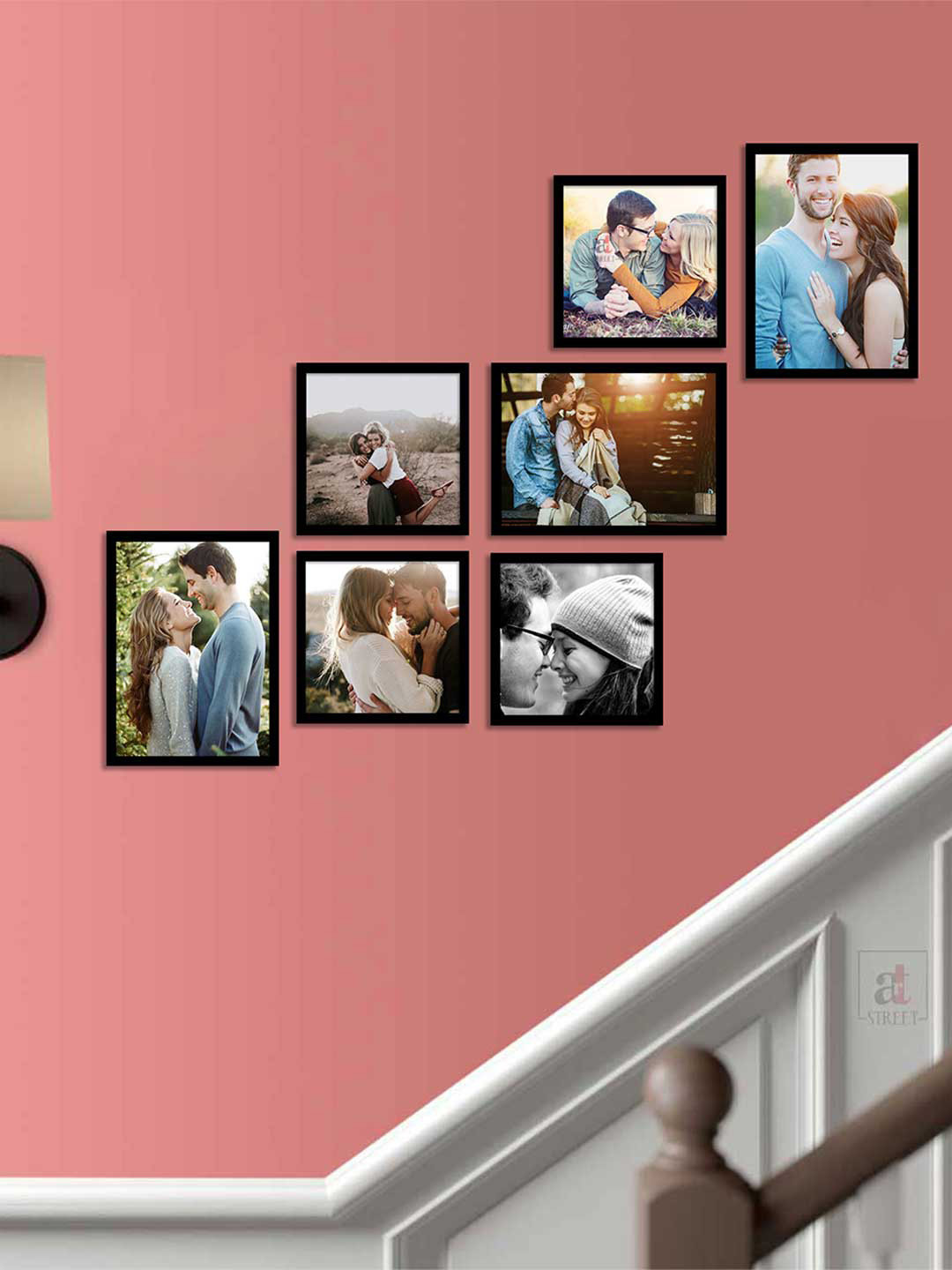 Art Street Set Of 7 Black Solid Family Eco Series Wall Photo Frames