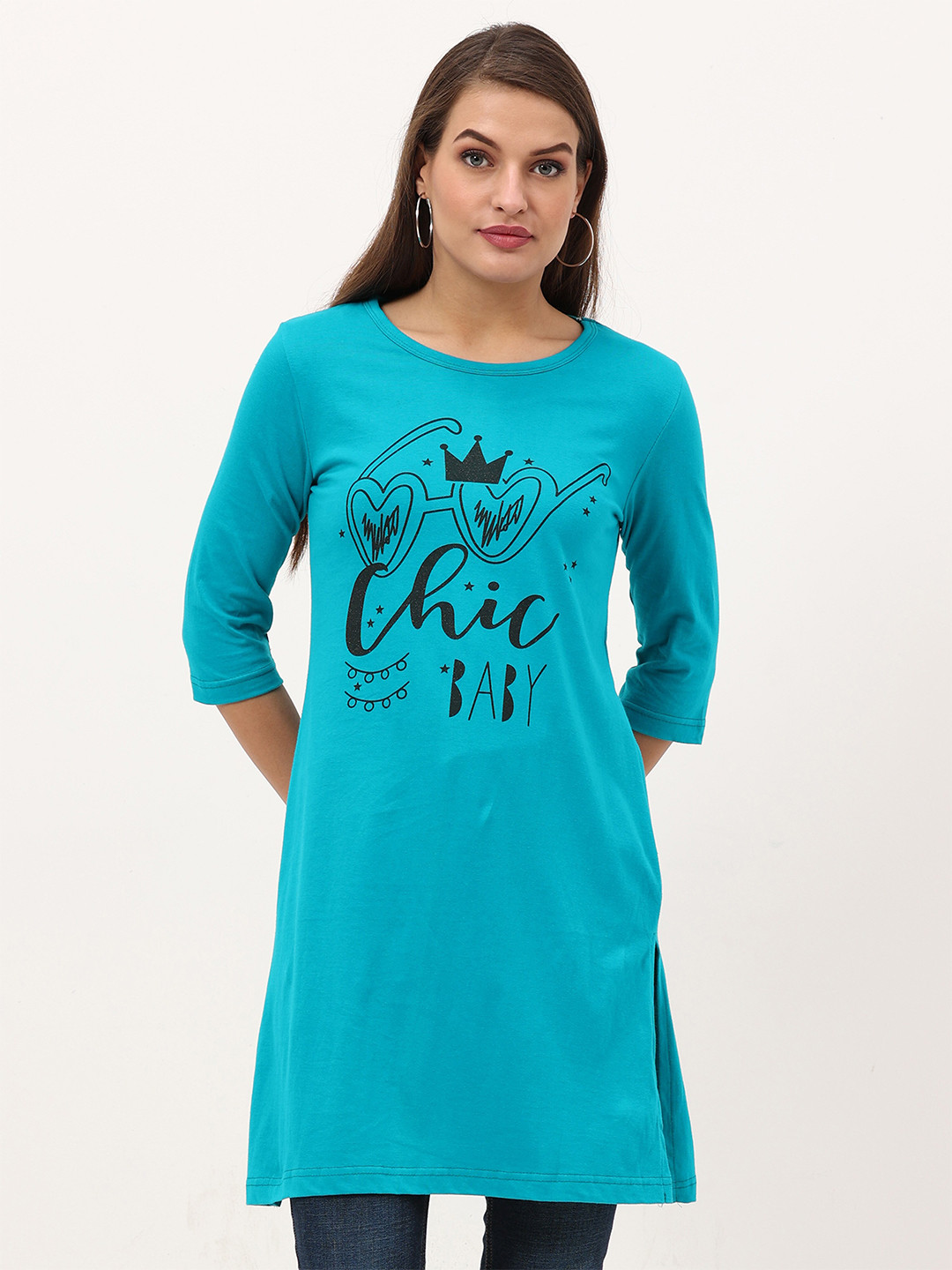 Fleximaa Green Print Longline Top