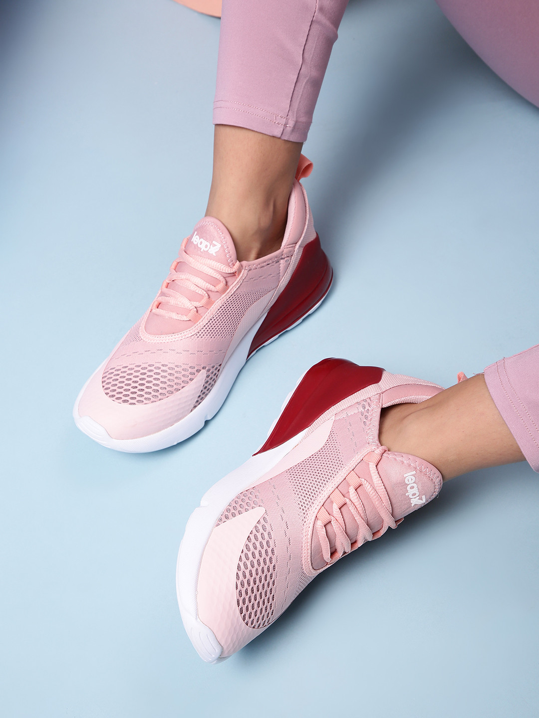 Liberty Women Peach-Coloured Mesh Running Non-Marking Shoes