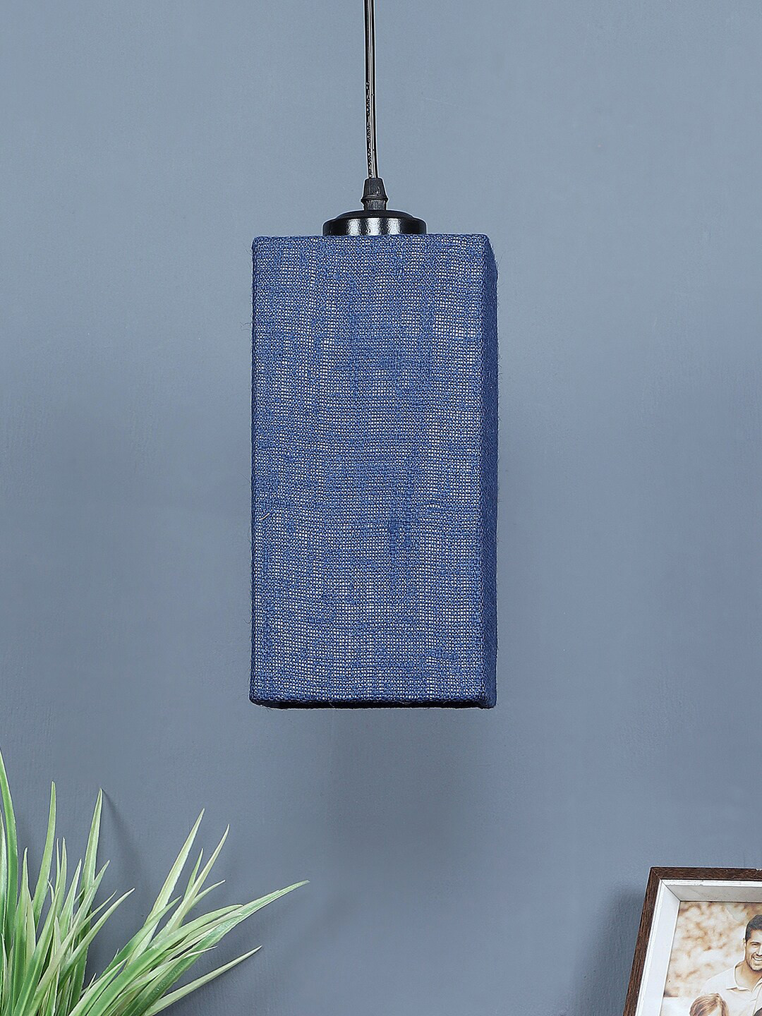 Devansh Blue Jute Square Contemporary Hanging Lamp