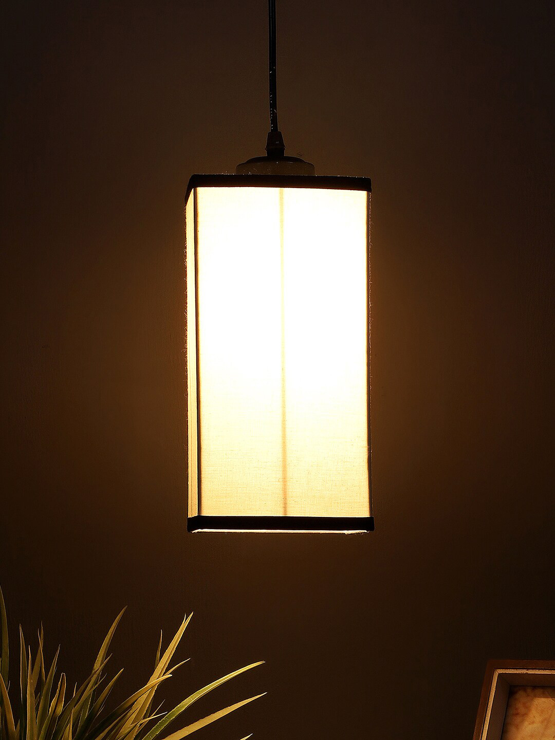 Devansh White & Black Square Hanging Lamp