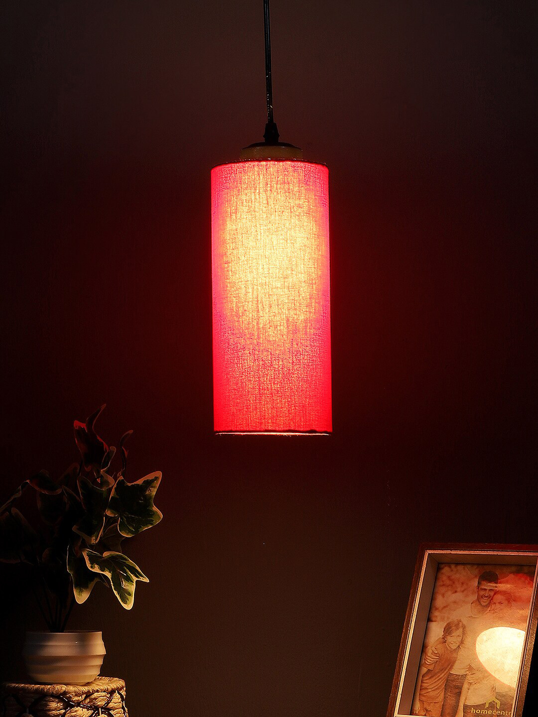 Devansh Red Cylindrical Hanging Lamp