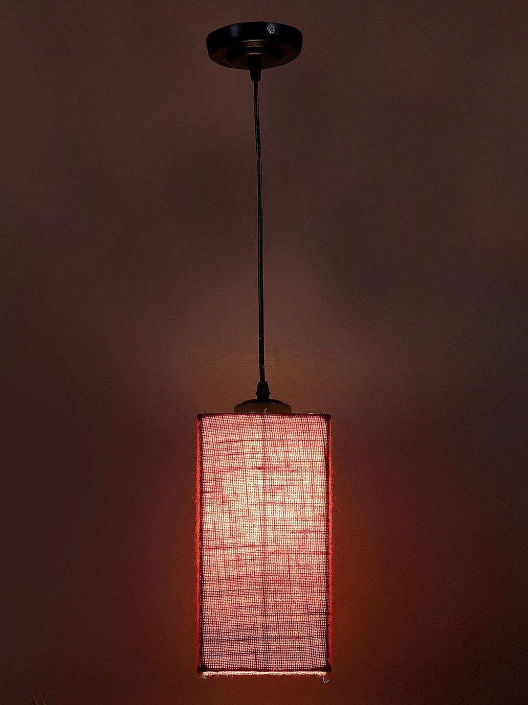 Devansh Pink Jute Square Contemporary Hanging Lamp