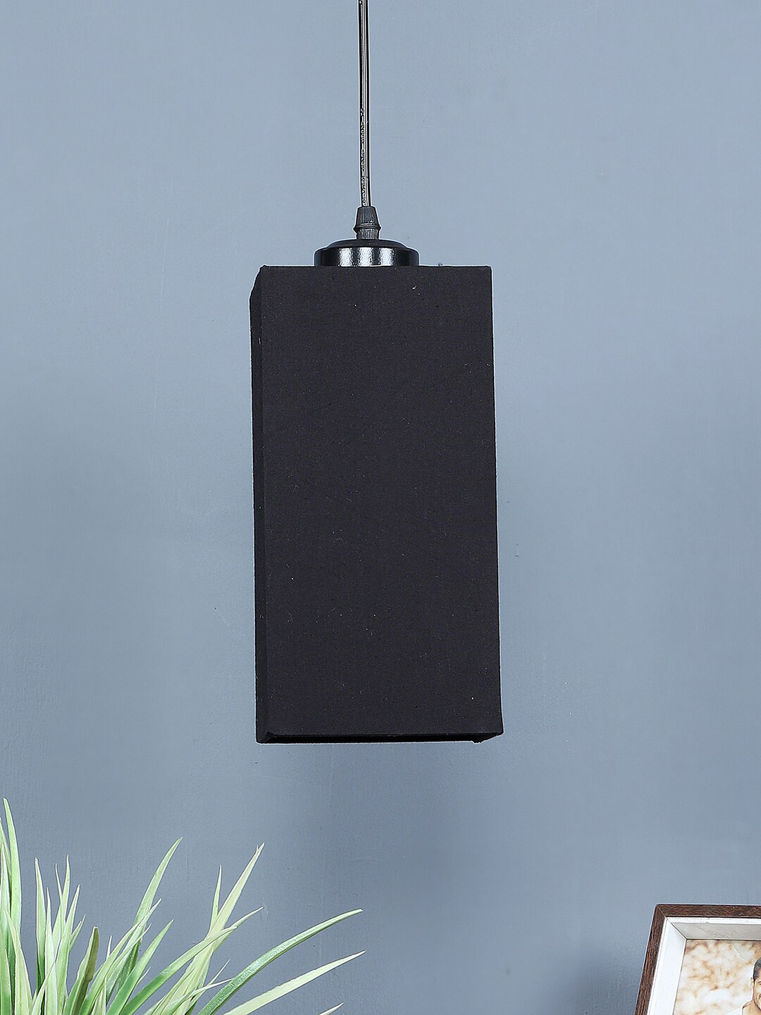 Devansh Black Cotton Square Ceiling Lamp