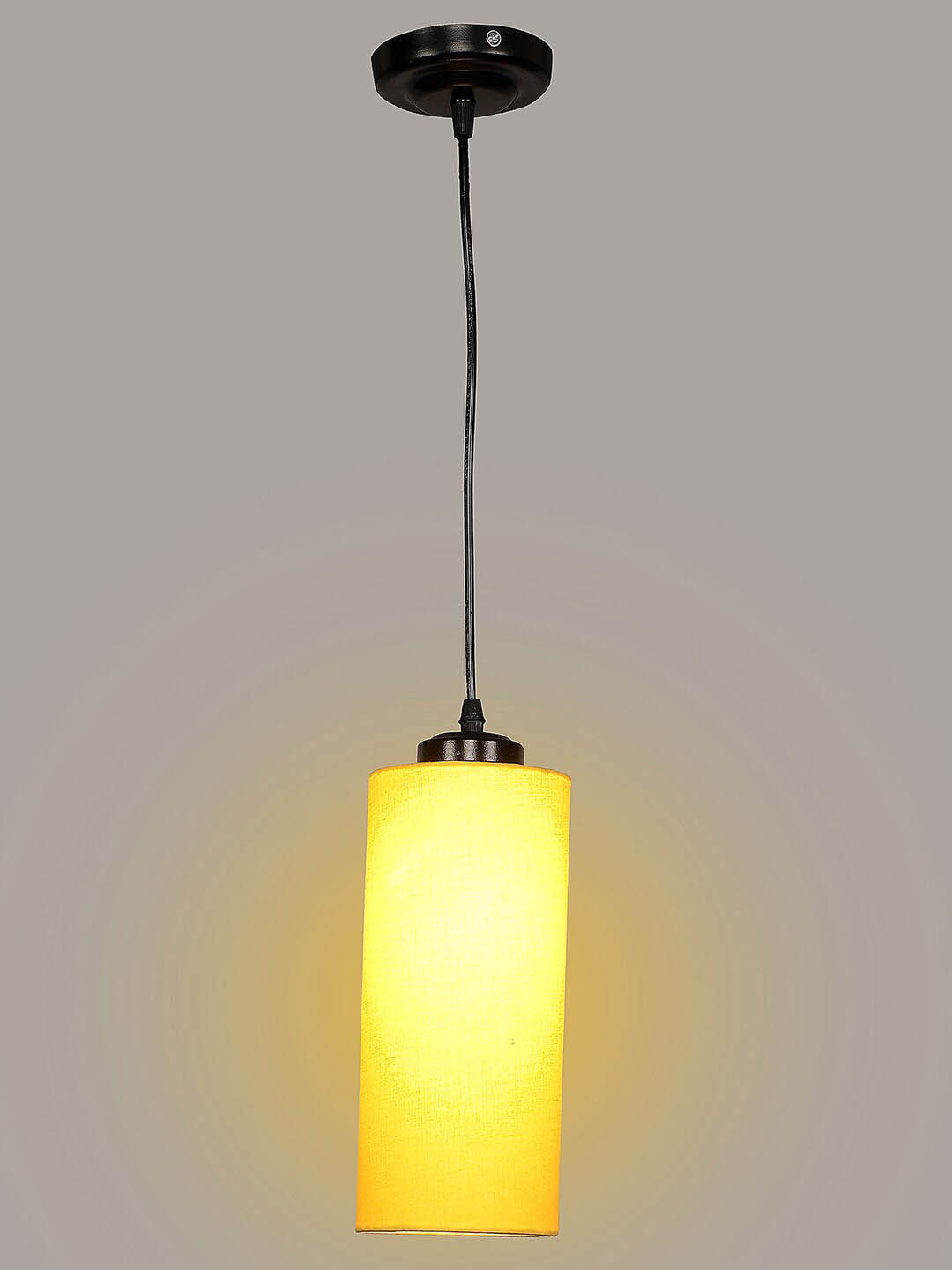 Devansh Yellow Cotton Cylindrical Ceiling Lamp