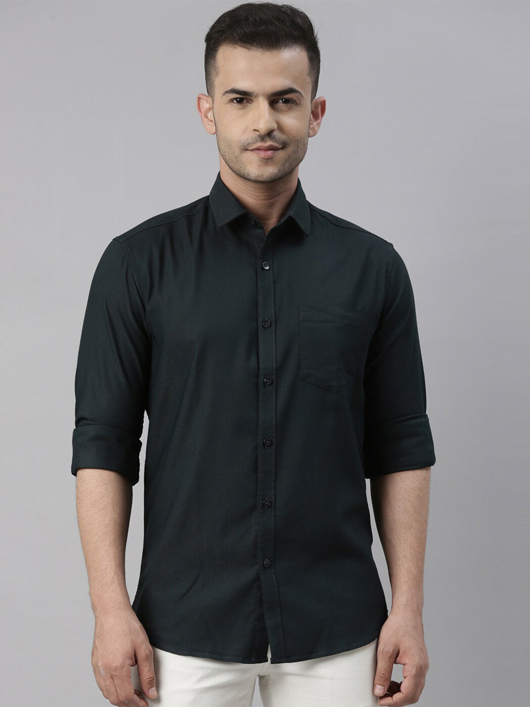 Bushirt Men Green Comfort Casual Shirt