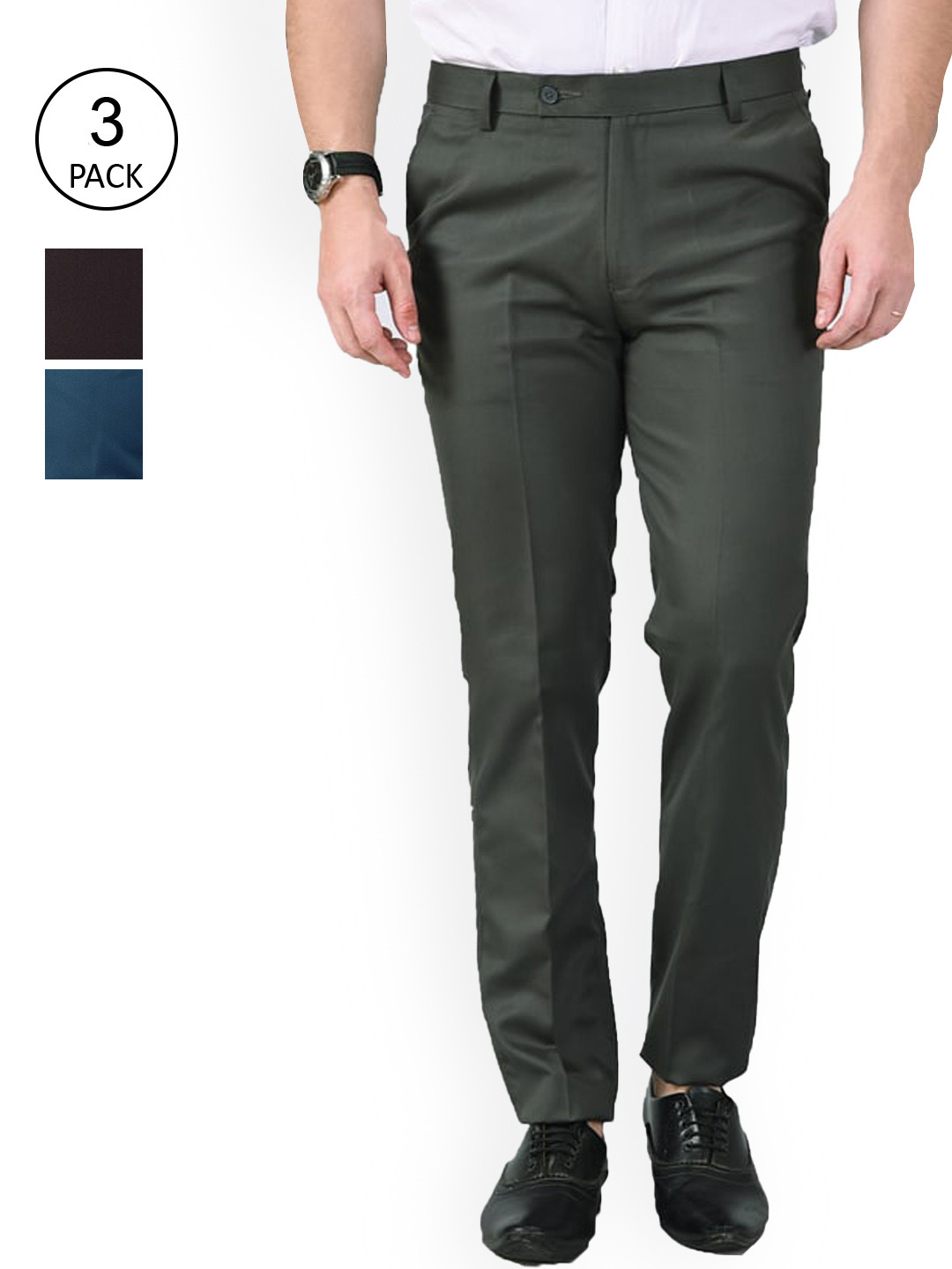 AD & AV Men Multicoloured Classic Easy Wash Trousers