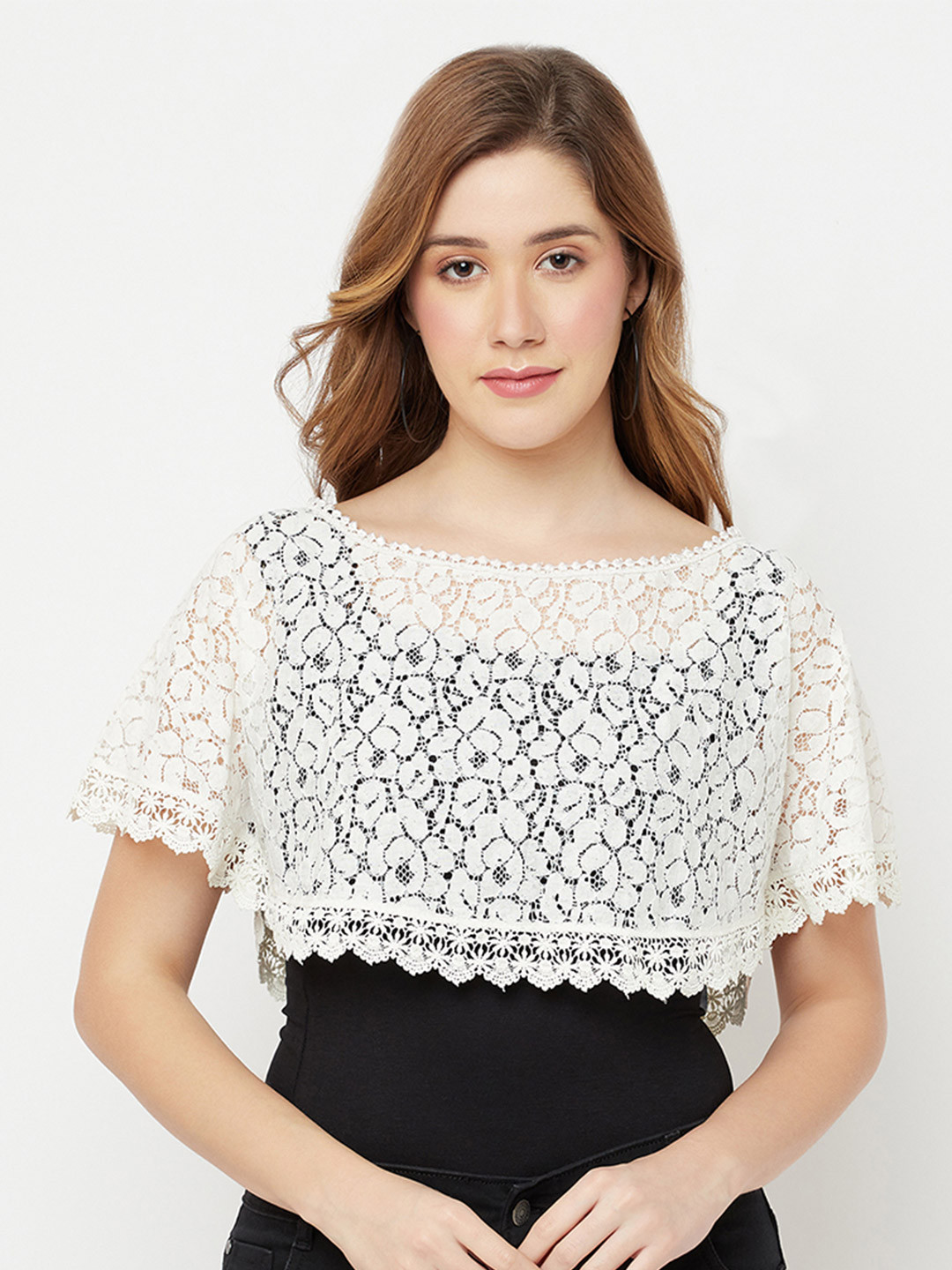 Espresso Women Off White Waterfall Shrug