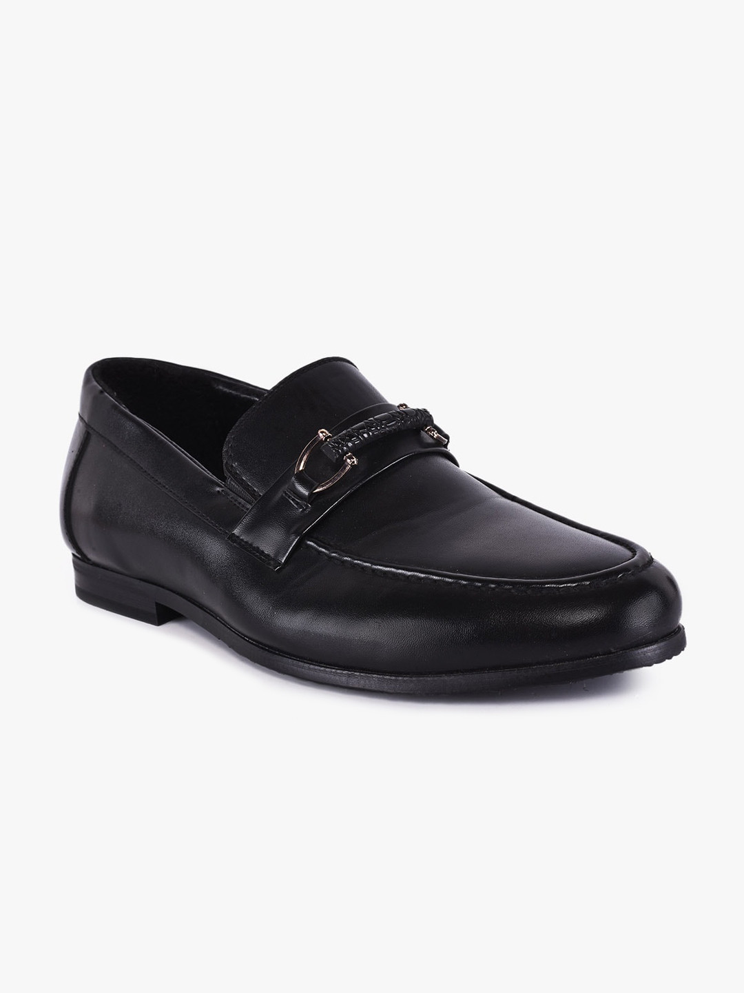 BuckleUp Men Black Solid Formal Slip-Ons