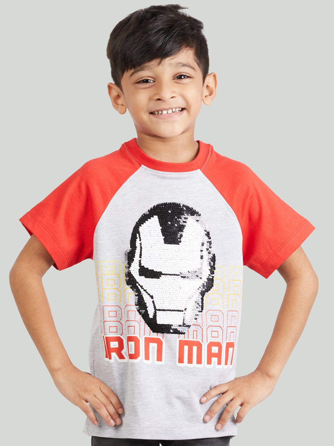 Zalio Boys Grey Iron Man Printed T-shirt